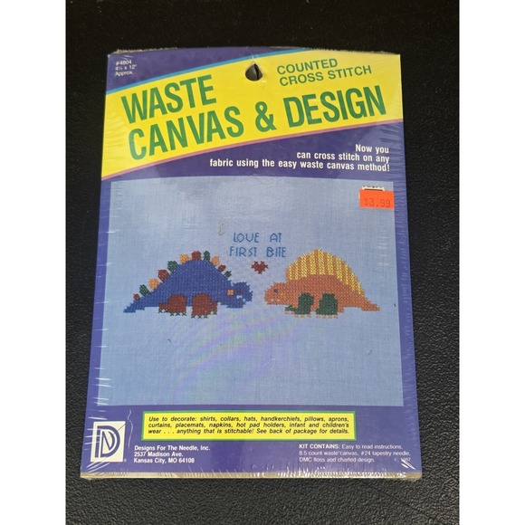 Leisure Arts Other - Designs‎ For The Needle Stitch Kit Dinosaurs Love At First Bite Waste Canvas